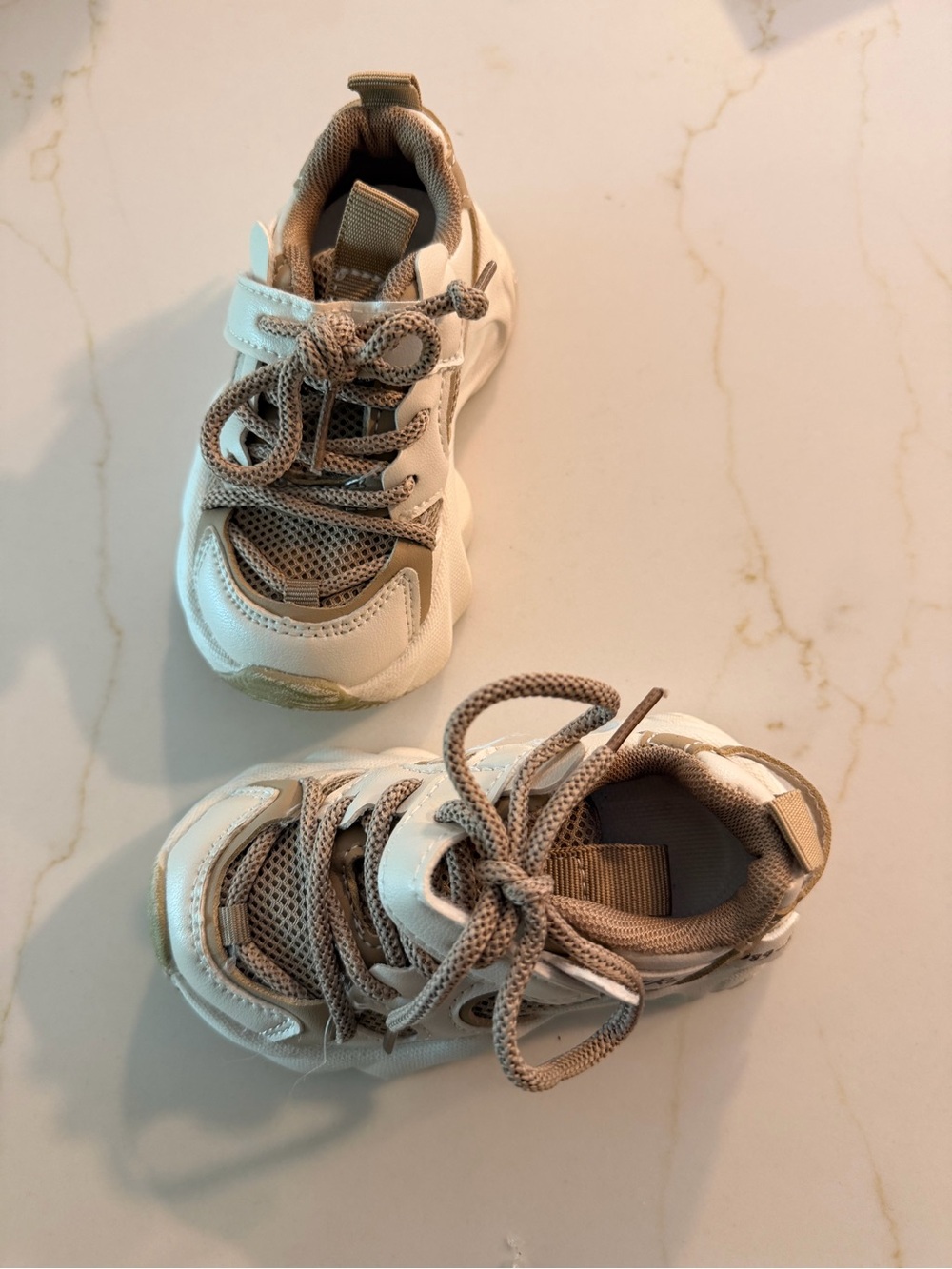 Toddler  Neutral White & Tan Athletic Sneakers